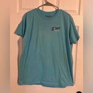 MARGARTAVILLE Men’s Xl Blue Short Sleeve Crew Neck Tshirt W/back & Front Graphic